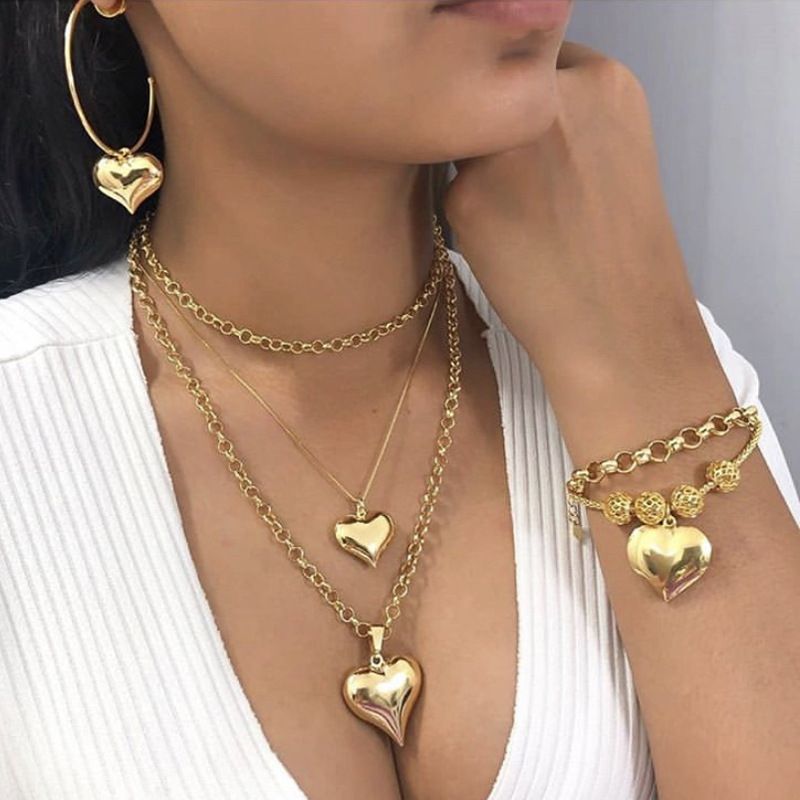 Moda Corazón Aleación Enchapado Chapados en oro de 18k Mujeres Collar