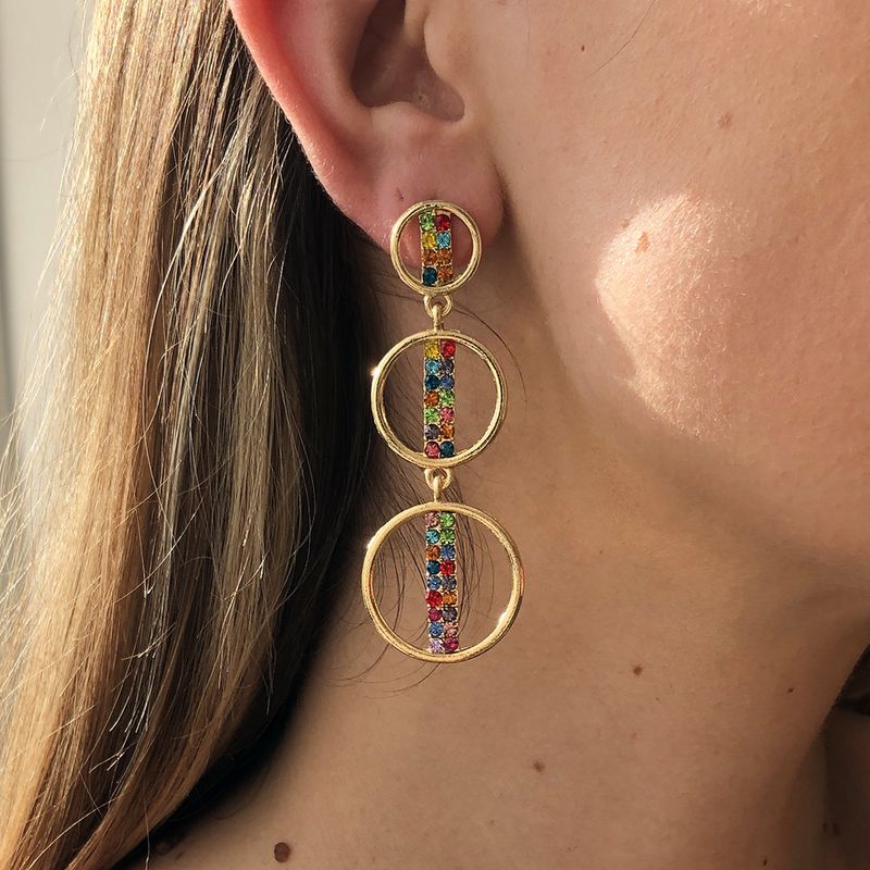 Fashion Circle Stitching Multi-layer Geometric Alloy Earrings Wholesale