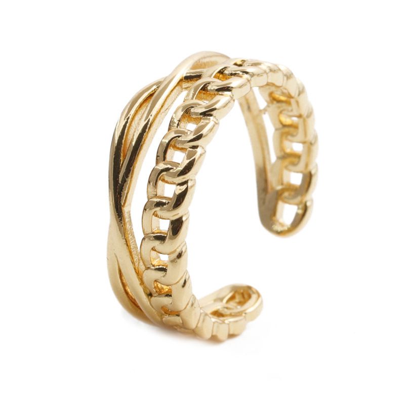 Fashion Chain Twisted Copper Micro-inlaid Zircon Open Ring