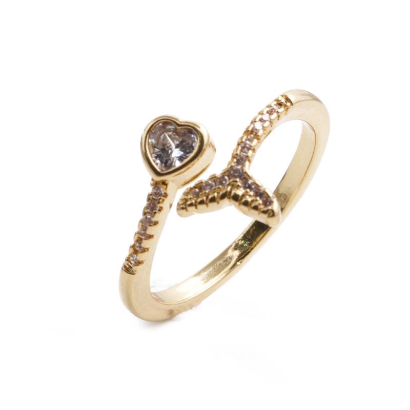 Fashion Fishtail Diamond-studded Heart Ring