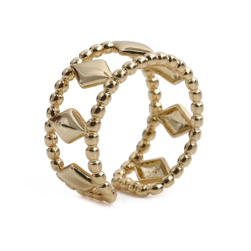 Wholesale Fashion Hollow Rhombus Beads Ring