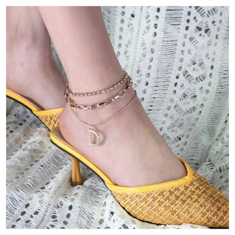 Fashion Letter D Multi-layer Sexy Alloy Anklet Wholesale