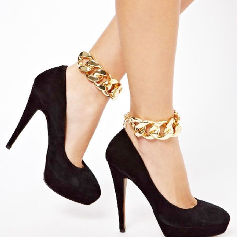 Fashion Geometric Glossy Buckle Thick Anklet Wholesale