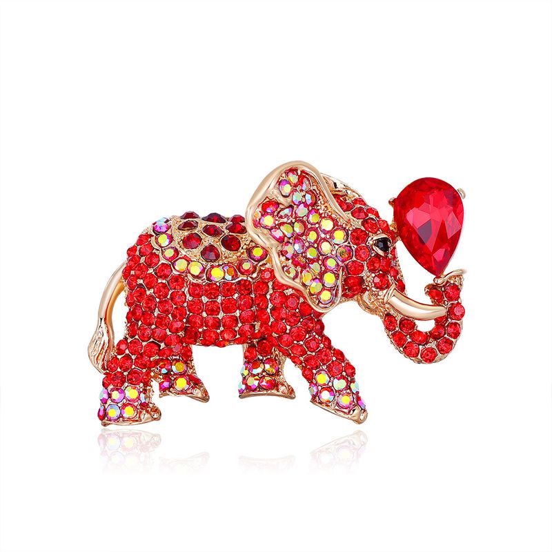 Fashion Alloy Full Rhinestone Acrylic Elephant Brooch Wholesale