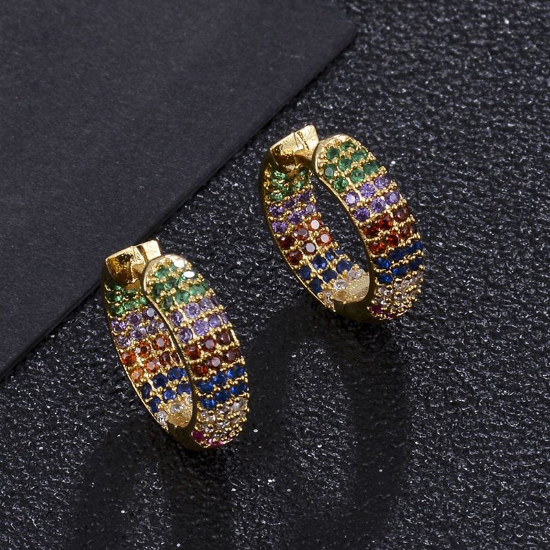 Wholesale Fashion Color Zirconium Geometric Earrings