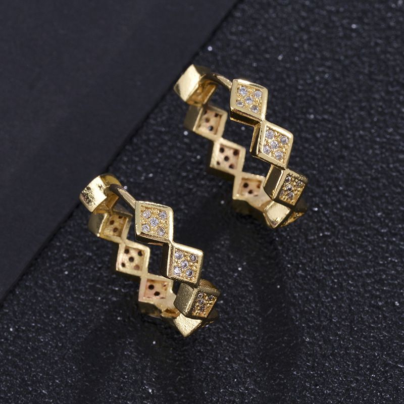 Mode Verkupferte Echte Gold Mikro-eingelegte Zirkon Ohrschnalle