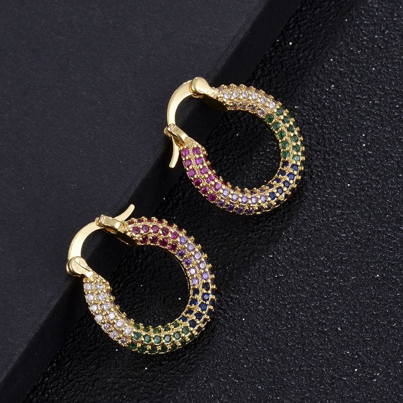Wholesale Fashion Copper-plated Real Gold Geometric Earrings