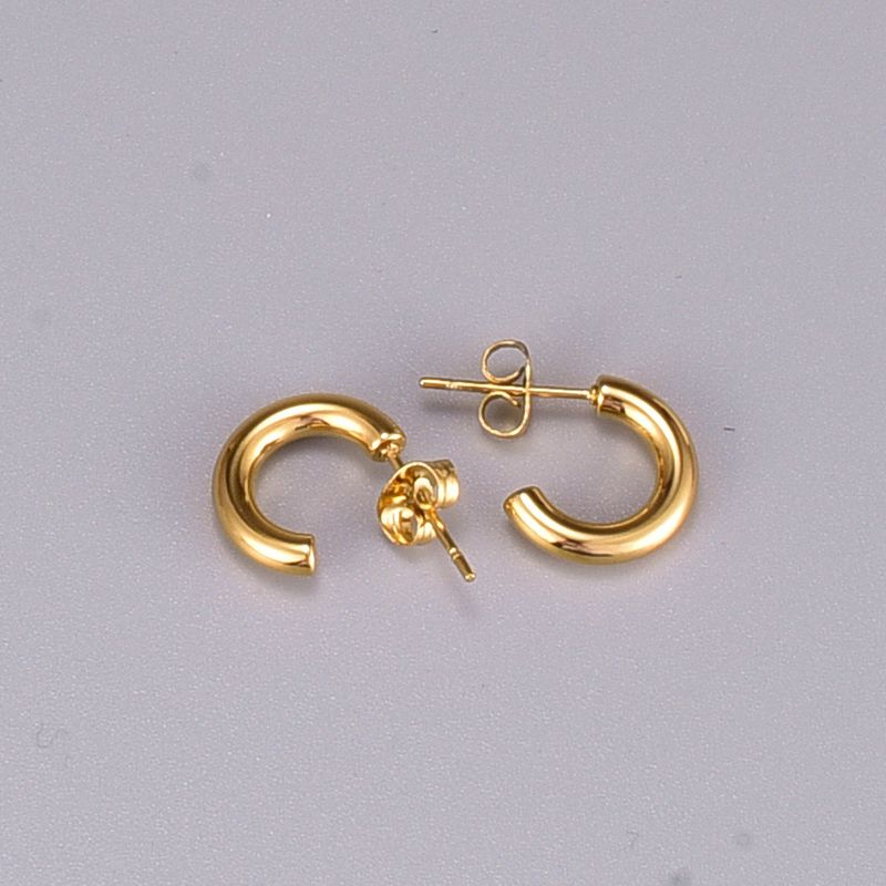 Fashion Heart Plating 304 Stainless Steel Titanium Steel No Inlaid 18K Gold Plated Earrings