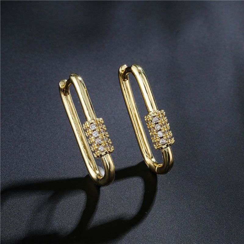 New Fashion Simple Style Copper-plated Real Gold Geometric Earrings
