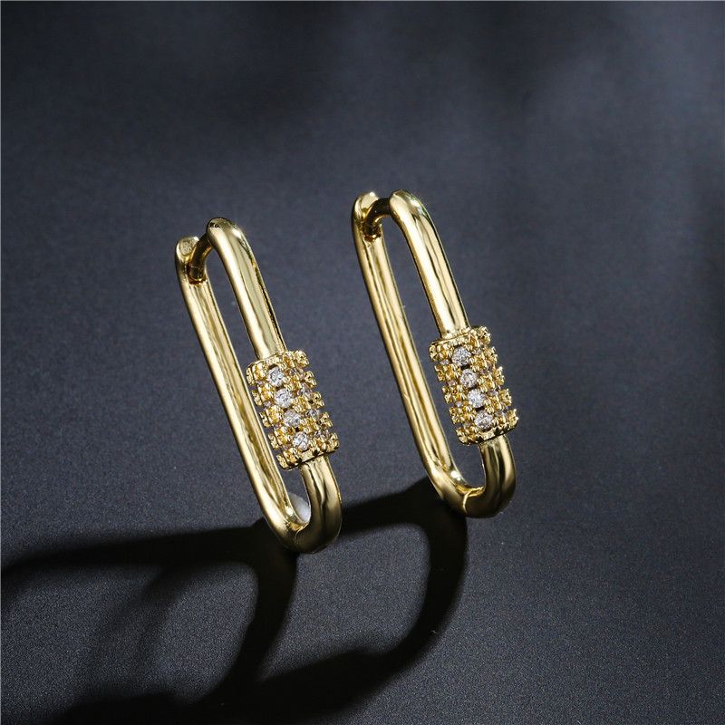 Pendientes Geométricos De Oro Real Chapados En Cobre De Estilo Simple De Nueva Moda