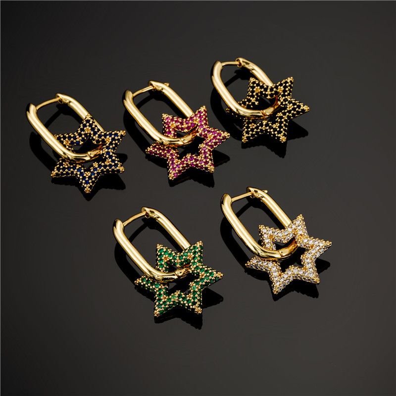 Fashion Creative Six-pointed Star Flower-shaped Earringss