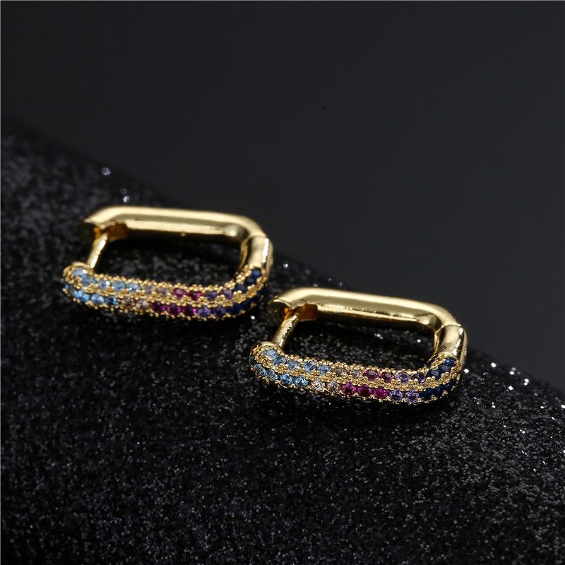Fashion Simple Copper Micro-inlaid Zircon Geometric Earrings