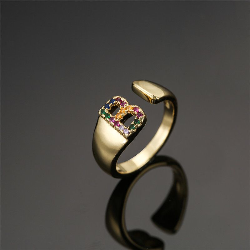 Fashion Copper Micro-inlaid Letter Couple Ring Wholesale