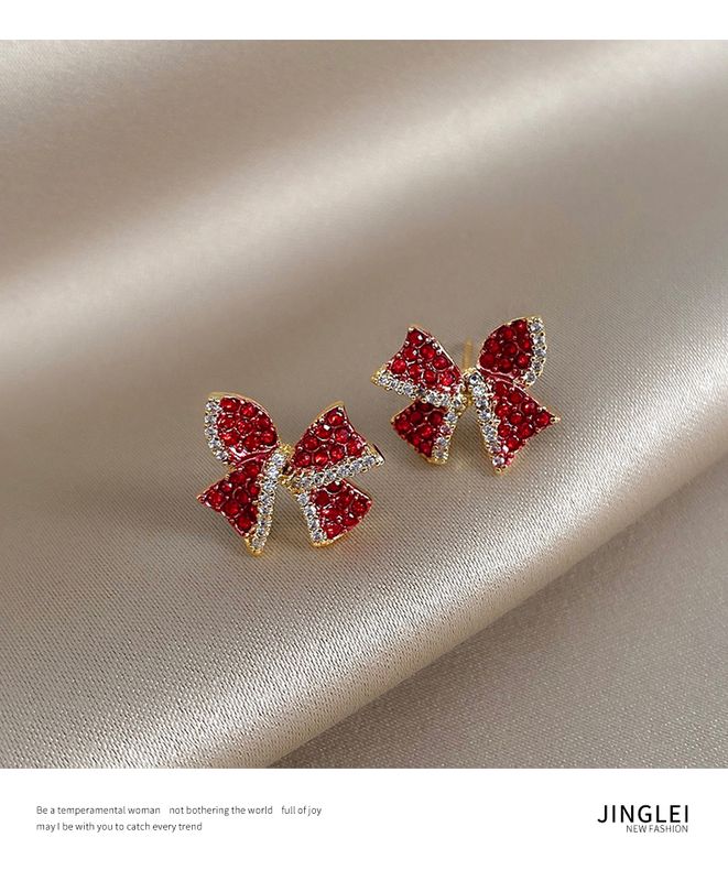 Fashion New Style Red Super Flash Bow Earrings