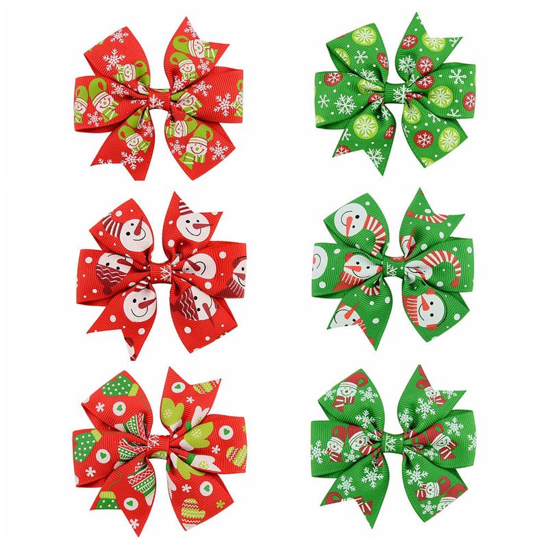 New Christmas Style Polyester Ribbed Bow Hairpins