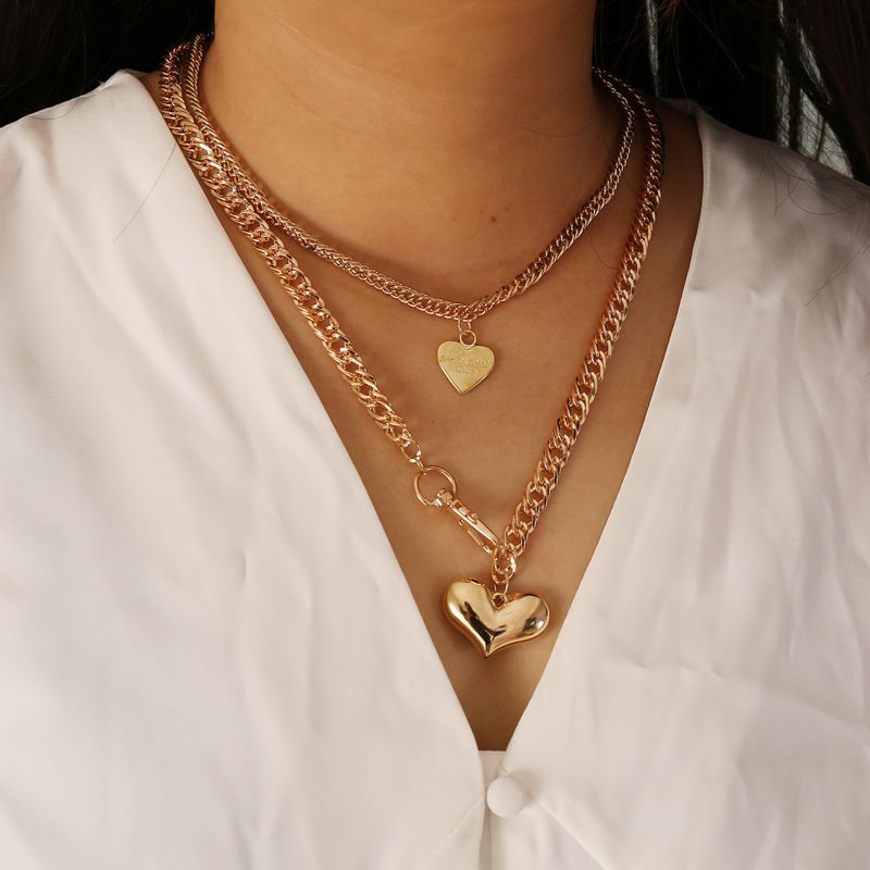 Collier En Alliage Multicouche En Forme De Coeur À La Mode En Gros