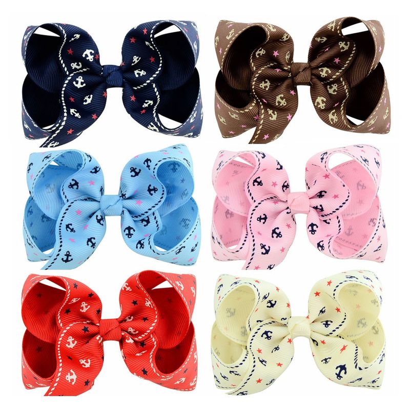 New Style Ribbon Striped Navy Bow Polka Dot Hairpin Set