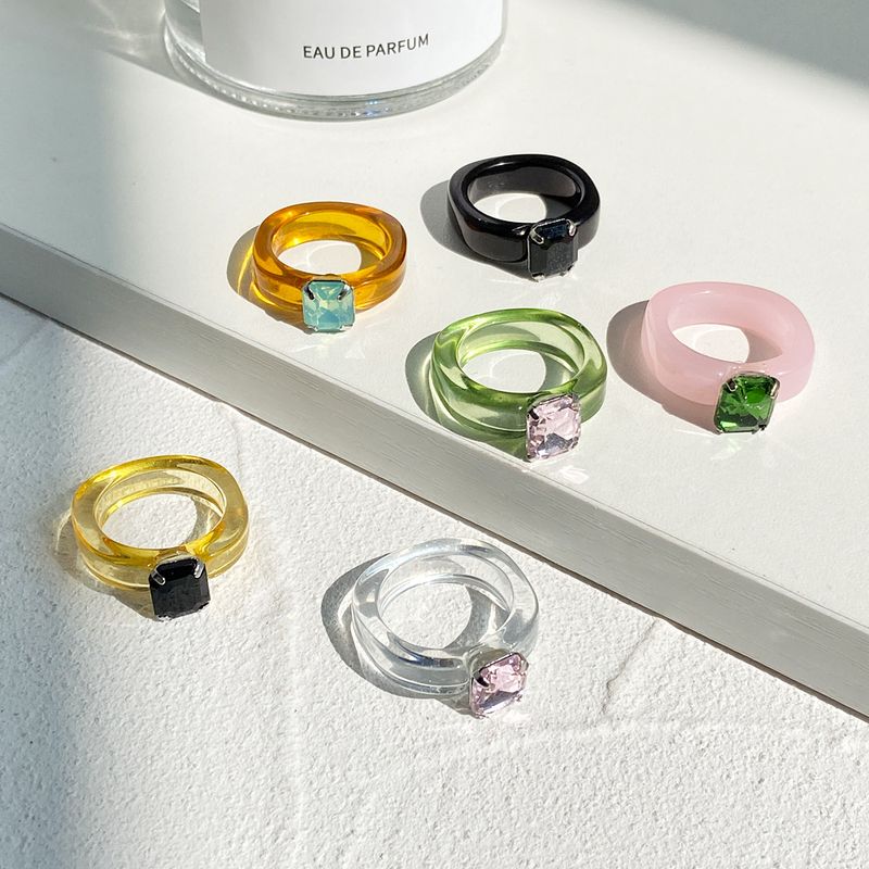 Fashion Colored Gemstone Diamond Resin Ring