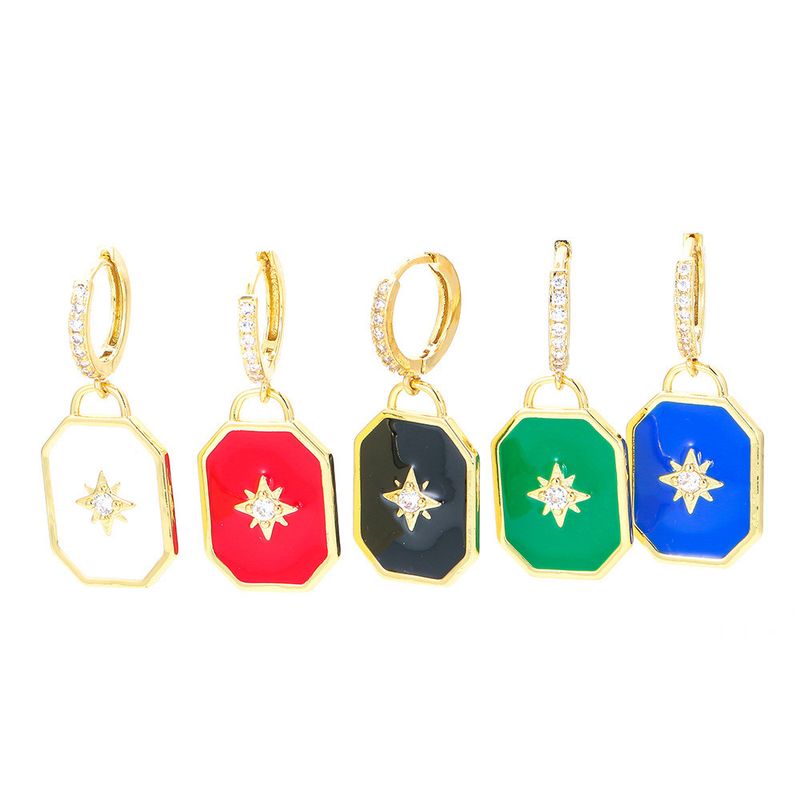 Korean Micro-inlaid Zircon Six-pointed Star Earrings Wholesale