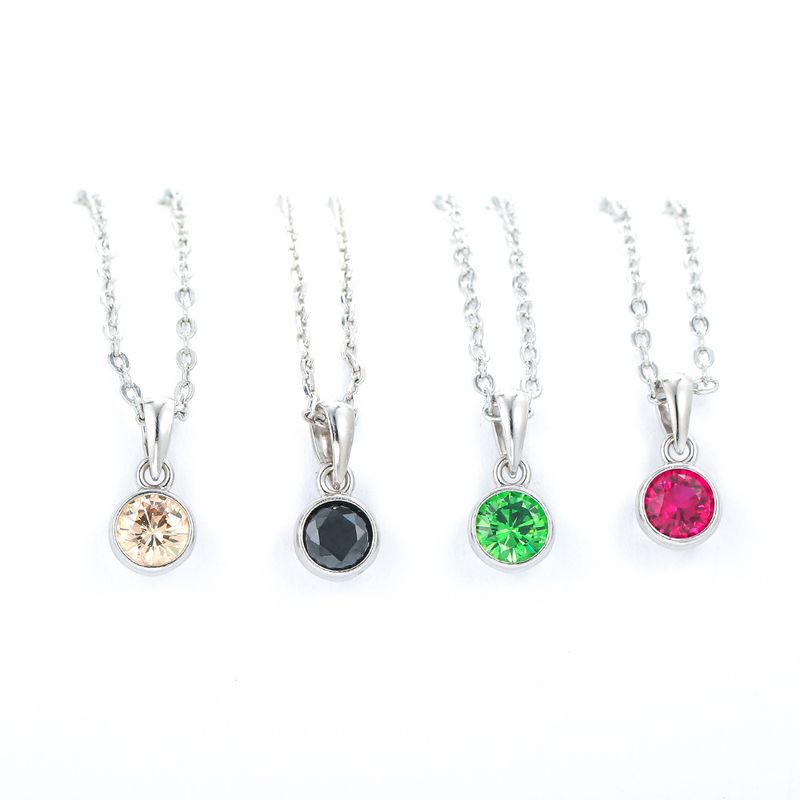Korea Color Zircon Chain Silver Short Necklace Wholesale