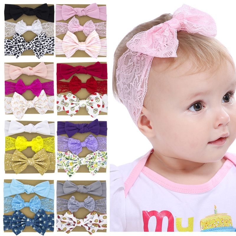 Estilo Simple Coreano Nuevo Baby Bowknot Hairband Conjunto De Tres Piezas