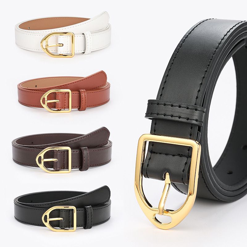 Fashion Geometric Gold Buckle Wide Belt Wholesale