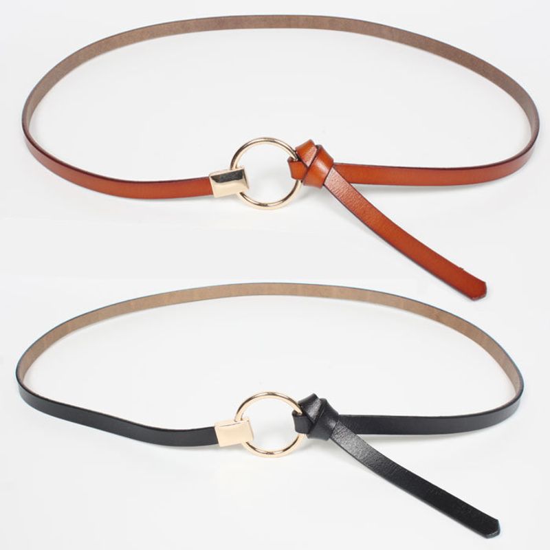 Fashion Thin Leather Black White Ring Belt Wholesale