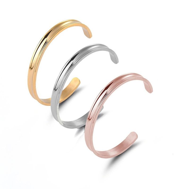 Fashion Solid Color Geometric Stainless Steel Open Bracelet
