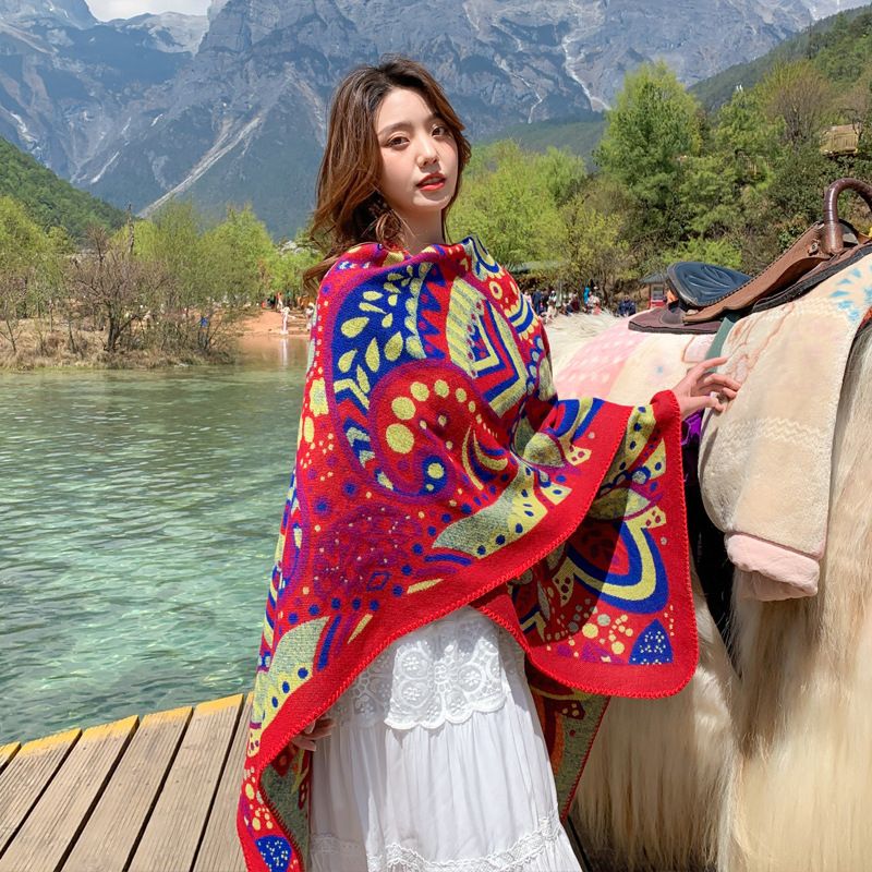 New Outdoor Travel Floral Cloak Shawls