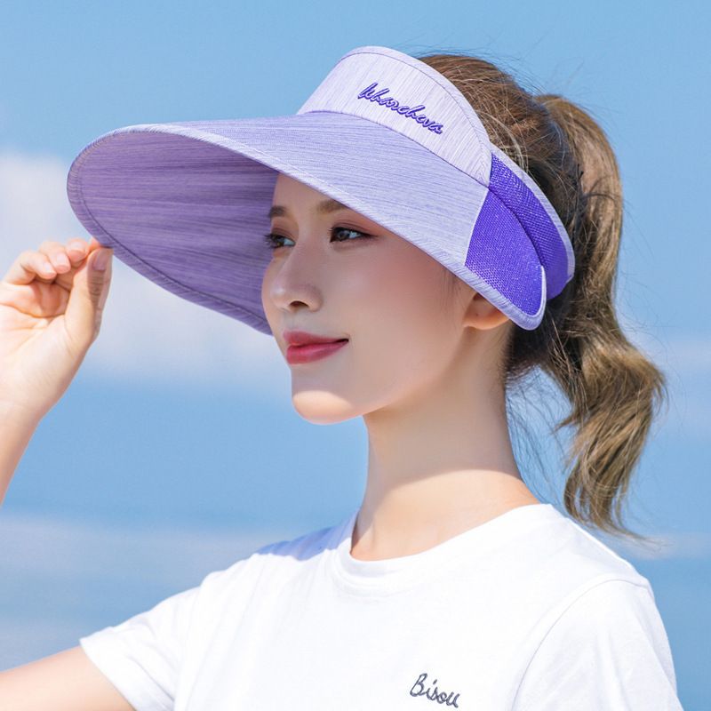 Chapeau Haut De Forme Vide Anti-ultraviolet Coréen À Gros Bord Couleur Contrastée