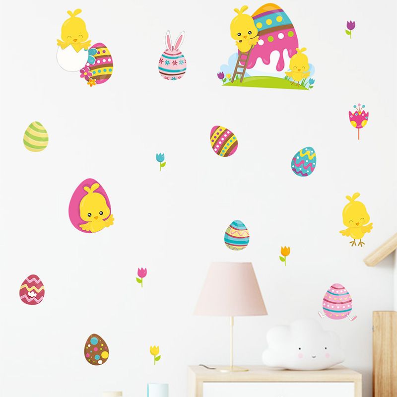 Cartoon Fashion Style Easter Egg Bunny Little Yellow Wall Sticker