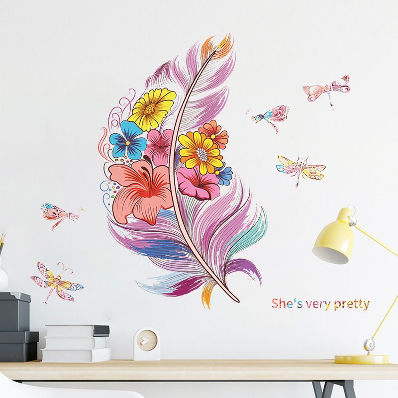 New Cartoon Color Feather Dragonfly Children's Wall Stickers