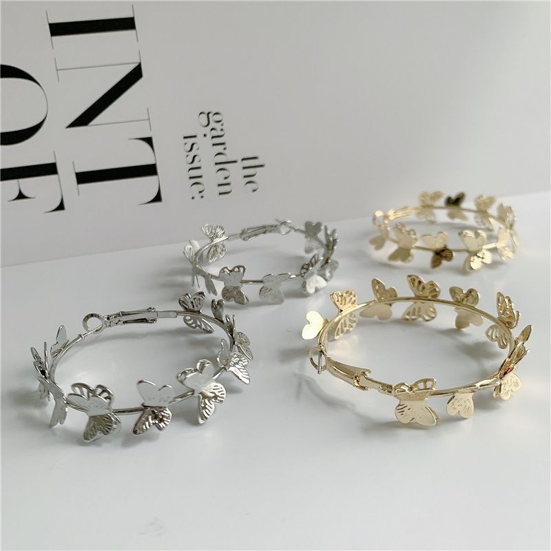 Korean C-shaped Three-dimensional Golden Butterfly Earrings