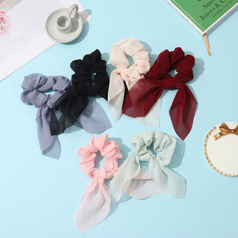 Scrunchies De Pelo De Color Sólido De Hilo De Malla De Moda