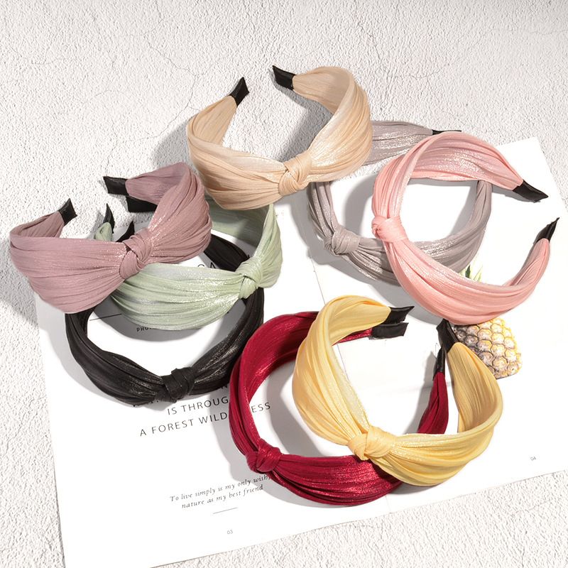 Korean Solid Color Bright Silk Knotted Hairband