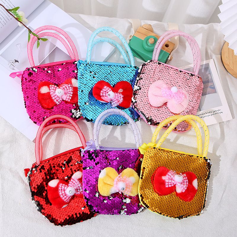 Cartoon Sequined Bow Children's Shoulder Bag