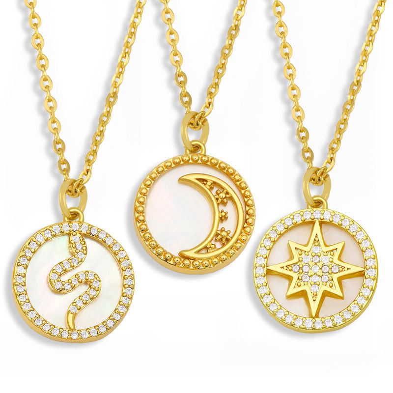 Fashion Moon Star Copper Zircon Necklace Wholesale