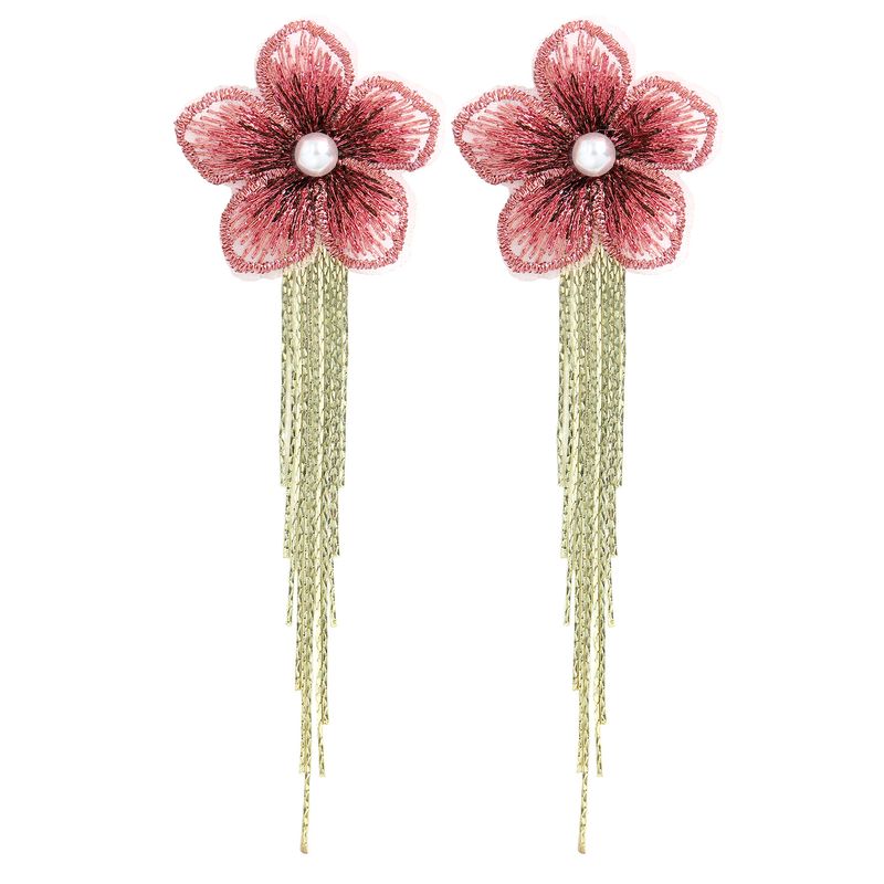 Korean Mesh Fabric Flower Earrings