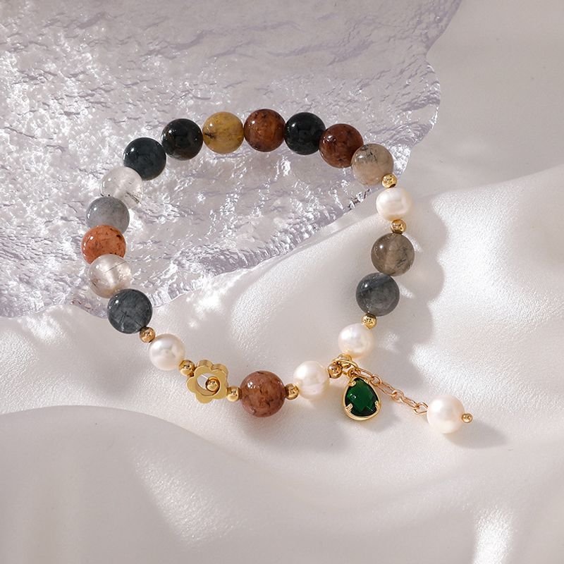 Bracelet En Cristal Coloré À Cinq Branches Avec Perles De Mode
