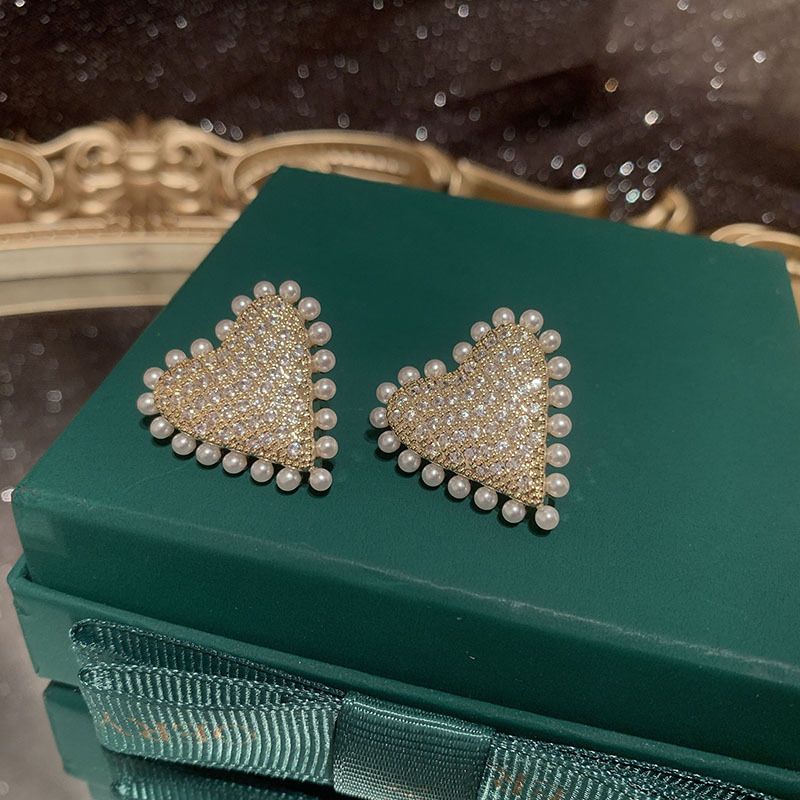 Fashion Heart Bead Pearl Earrings