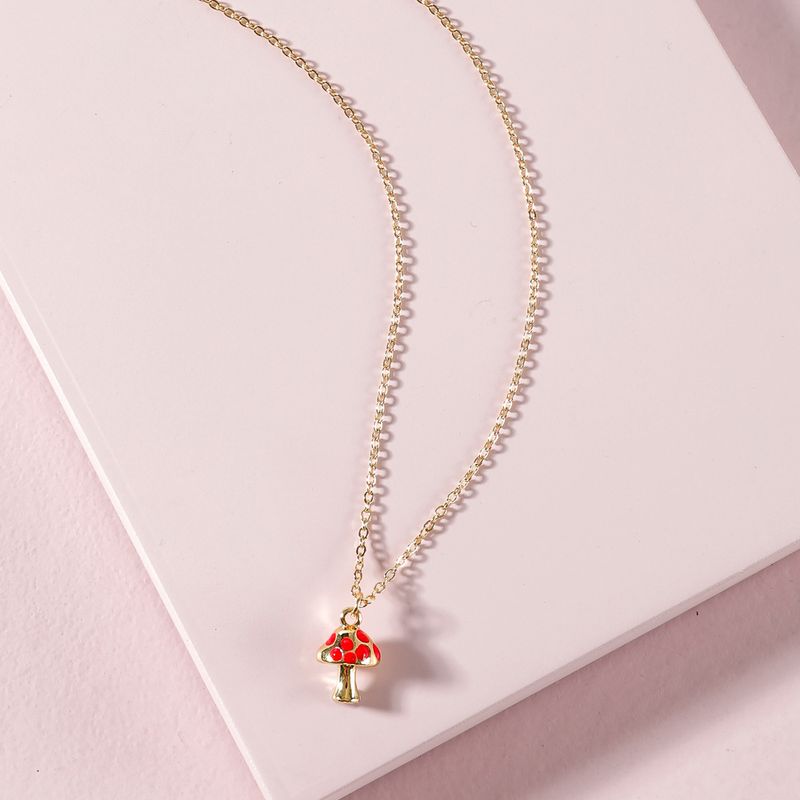 Fashion Dripping Color Mushroom Alloy Necklace