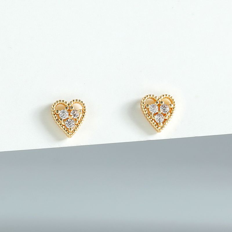 Fashion Peach Heart Zircon Copper Earrings