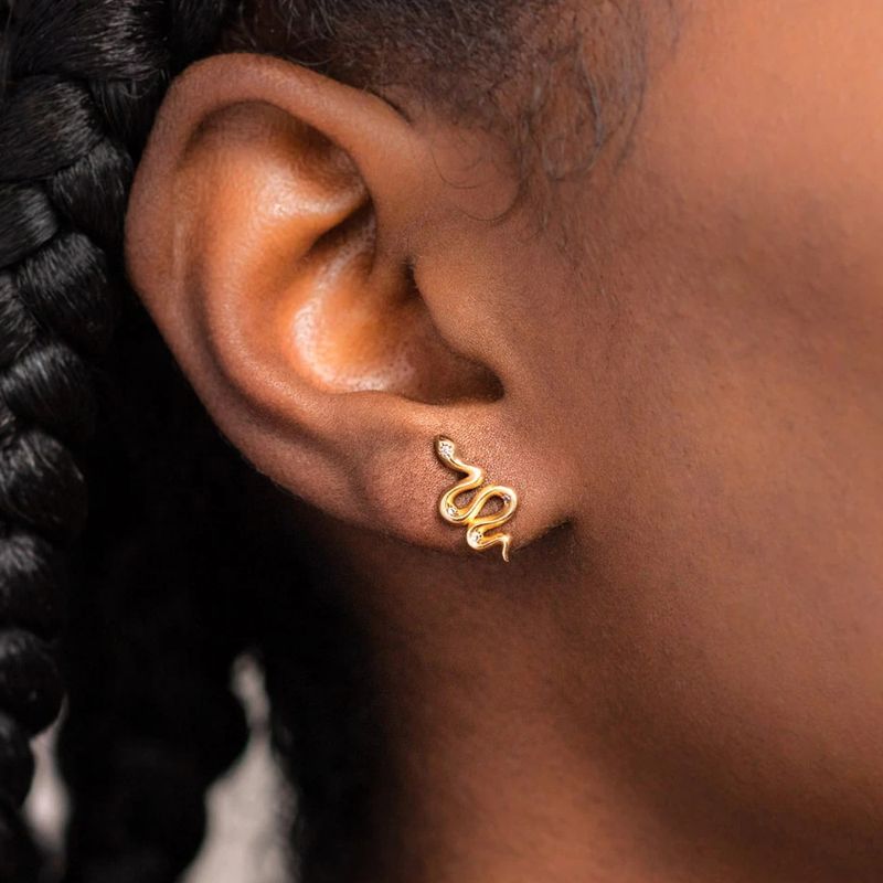 Fashion Snake Zircon Copper Mini Earrings