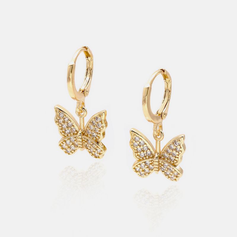 Wholesale Fashion Gold-plated Zircon Butterfly Earrings