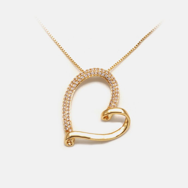 Fashion Hollow Heart-shape Copper Necklace