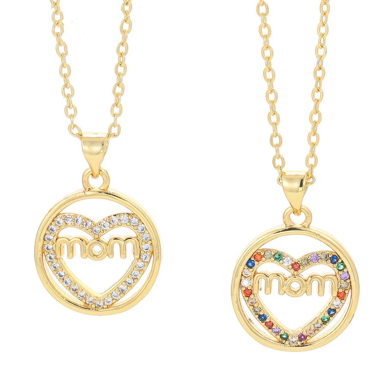 Fashion Letter Mom Clavicle Chain Color Zircon Necklace