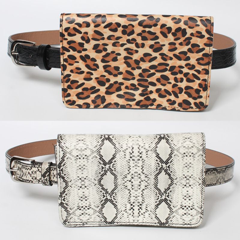 Snake Leopard Pattern Thin Belt Waist Bag