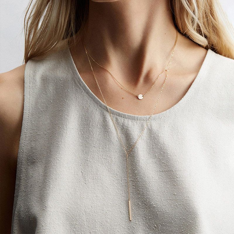 Simple Geometric Double Stainless Steel Necklace
