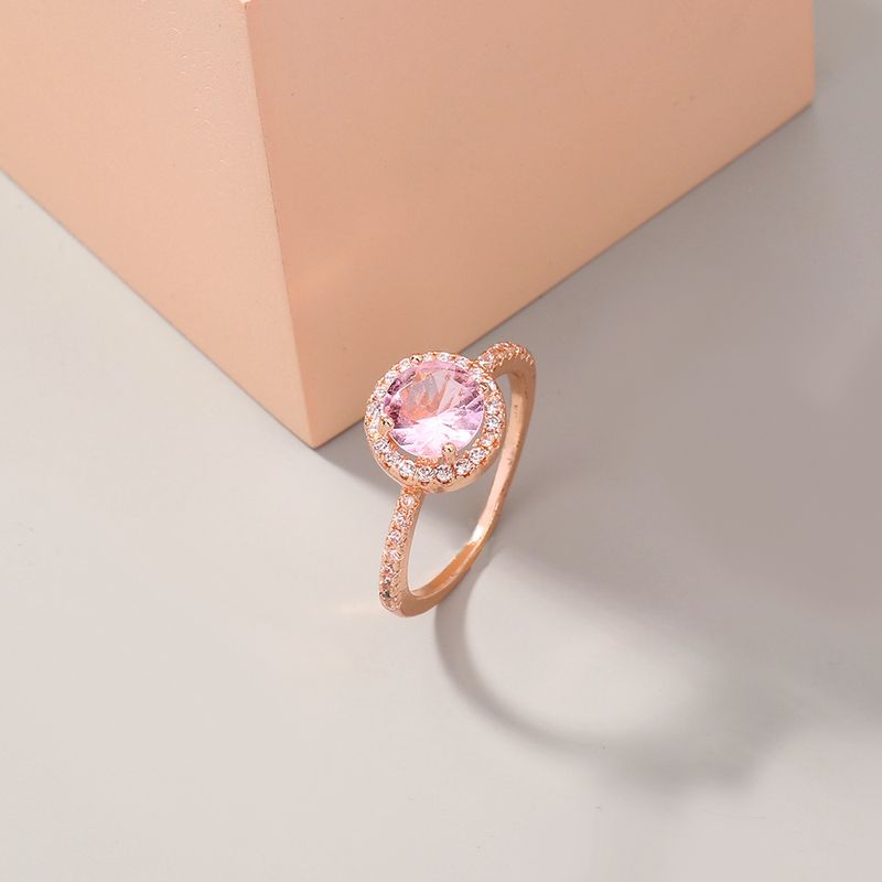 Bague En Zircon De Diamant Rond De Style Nouveau Style Simple