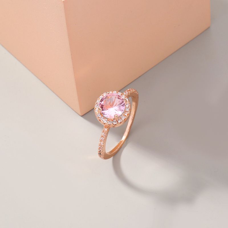 Simple Fashion New Style Round Full Diamond Zircon Ring